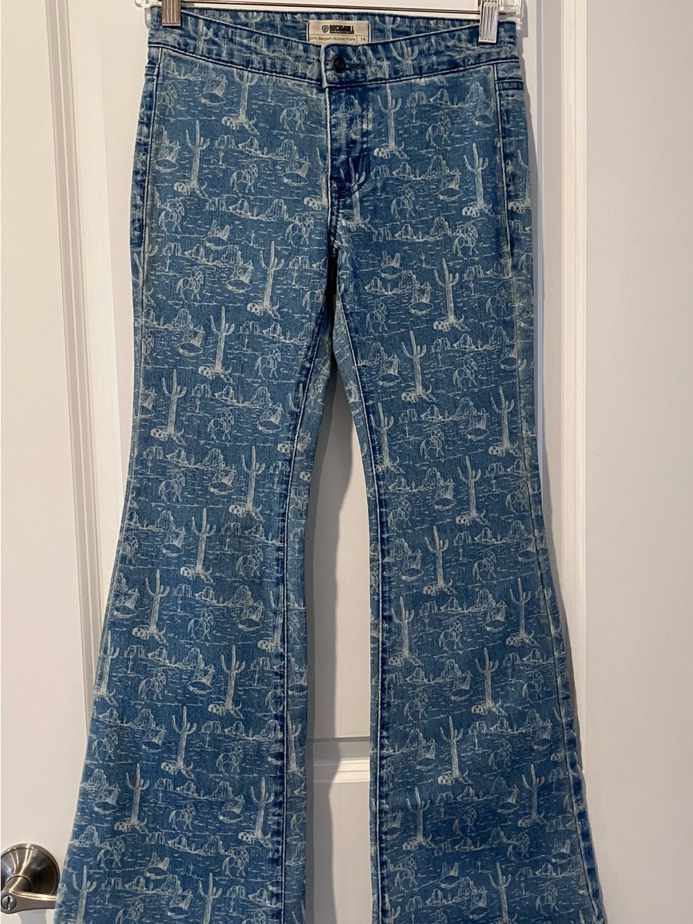 Rock & Roll Cowgirl Blue Printed Flare Kids Jeans